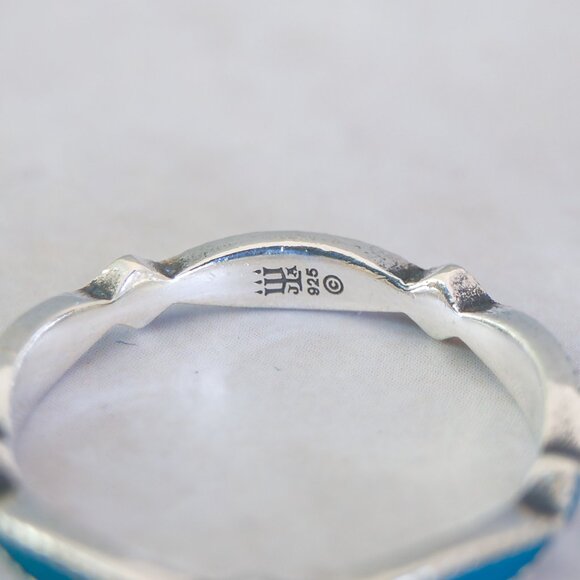 James Avery Sterling Cordoba Enamel Stacking Ring — Turquoise, Size 6.25 - Picture 3 of 12